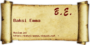 Baksi Emma névjegykártya